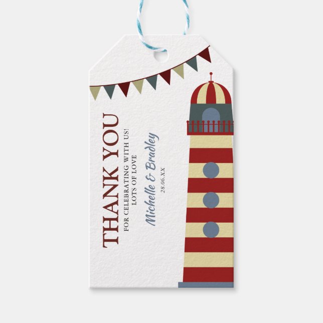 Nautical Ahoy! Tack för pojkbabyskor Presentetikett (Framsidan)