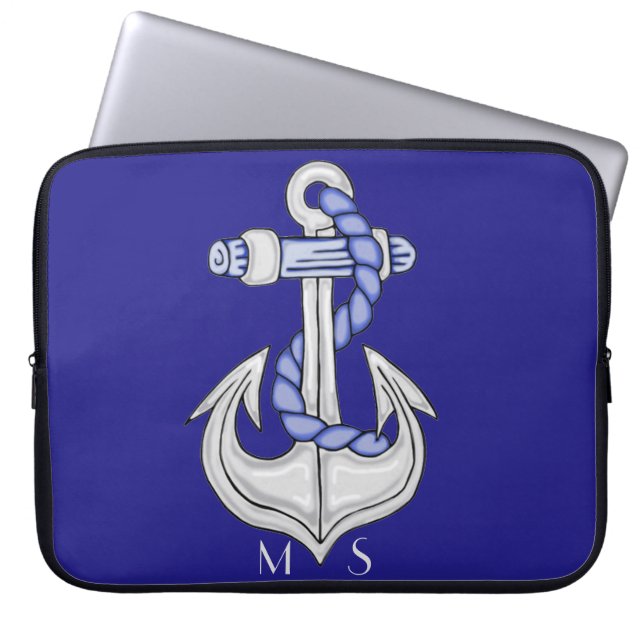 Nautical Anchor 2 Monogram Laptop sleeve (Framsidan)