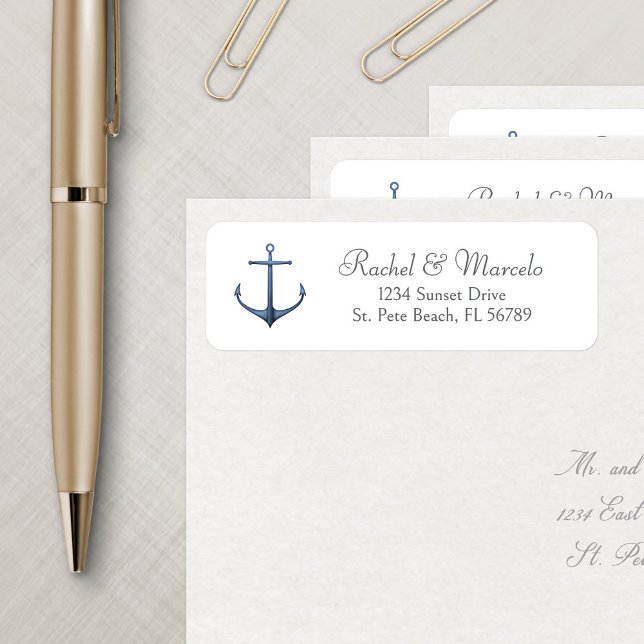 Nautical Anchor Address Label Returadress Etikett (Skapare uppladdad)