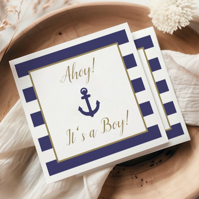 Nautical Anchor "Ahoy! It's a Boy!" Baby Shower Pappersservett (Skapare uppladdad)