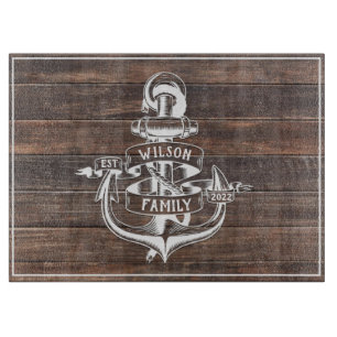 Nautical Anchor and Compass Family Namn Wood Maj