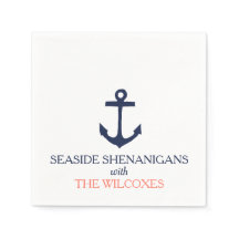 Nautical Anchor Anpassningsbar Navy Blue/Coral