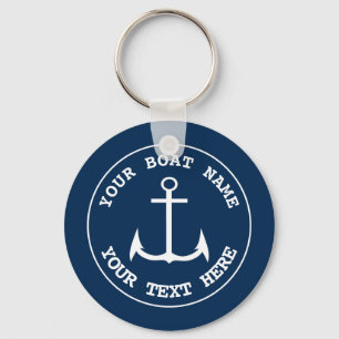 Nautical Anchor Anpassningsbar Navy Blue Nyckelring