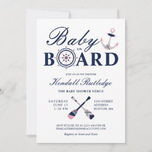 Nautical Anchor Baby på Board Girl Baby Shower Inbjudningar