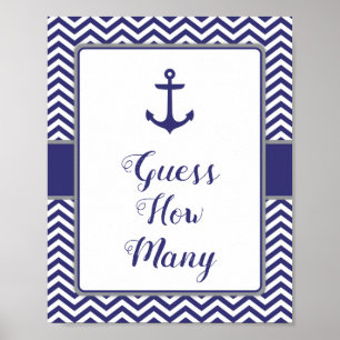Nautical Anchor Baby Shower anger hur många tecken Poster