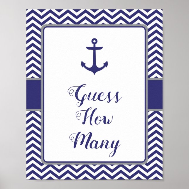 Nautical Anchor Baby Shower anger hur många tecken Poster (Framsidan)