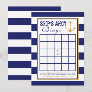 Nautical Anchor Baby Shower Bingo Inbjudningar