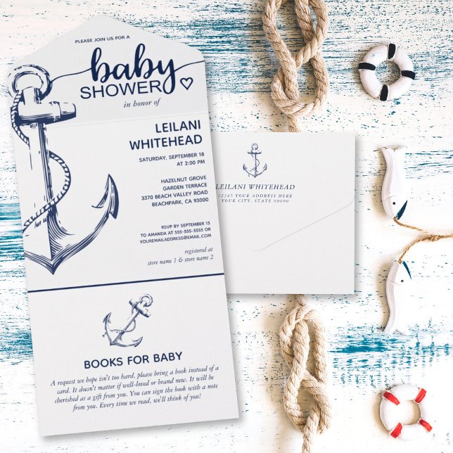 Nautical Anchor Baby Shower Bokar för Baby (Skapare uppladdad)