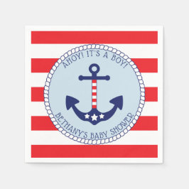 Nautical Anchor Baby Shower Boy Patriotic Pappersservett