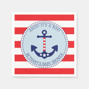 Nautical Anchor Baby Shower Boy Patriotic Pappersservett