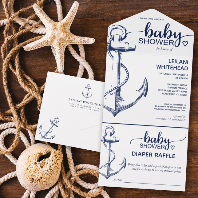 Nautical Anchor Baby Shower Diaper Raffle (Skapare uppladdad)
