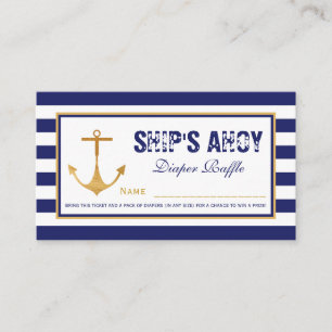 Nautical Anchor Baby Shower Diaper Raffle Biljett Tilläggskort