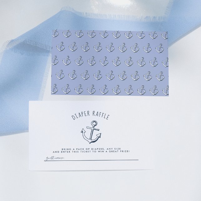 Nautical Anchor Baby Shower Diaper Raffle Tilläggskort (Skapare uppladdad)