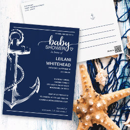 Nautical Anchor Baby Shower Navy Inbjudan