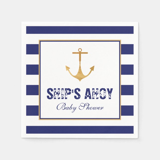 Nautical Anchor Baby Shower Pappersservett (Framsidan)