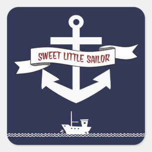 Nautical Anchor Baby Shower : Stickers Fyrkantigt Klistermärke