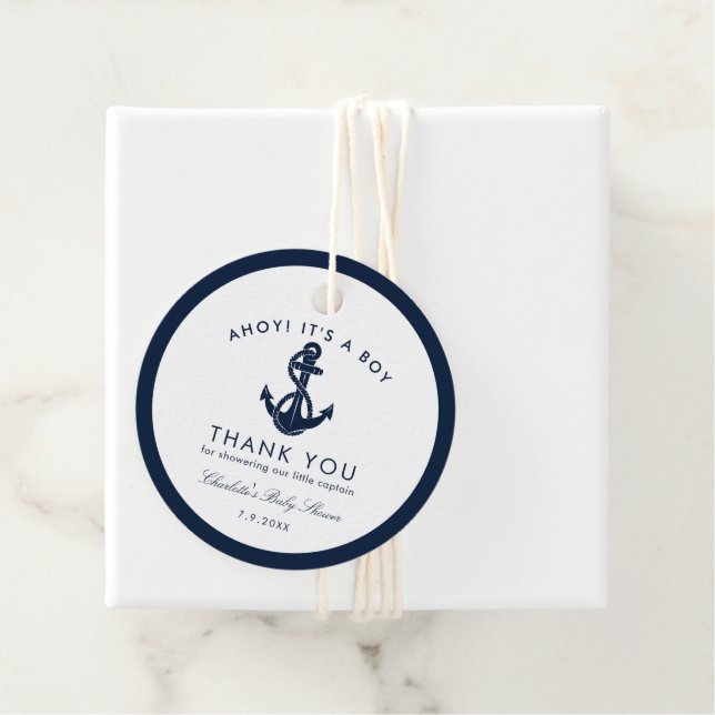 Nautical Anchor Baby Shower-Tack Gåvor Etiketter (På plats)