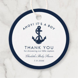 Nautical Anchor Baby Shower-Tack Gåvor Etiketter