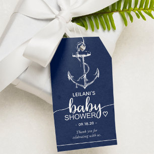Nautical Anchor Baby Shower Tack Navy Blue Presentetikett