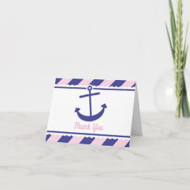 Nautical Anchor Baby Shower Tack rosa navy Kort