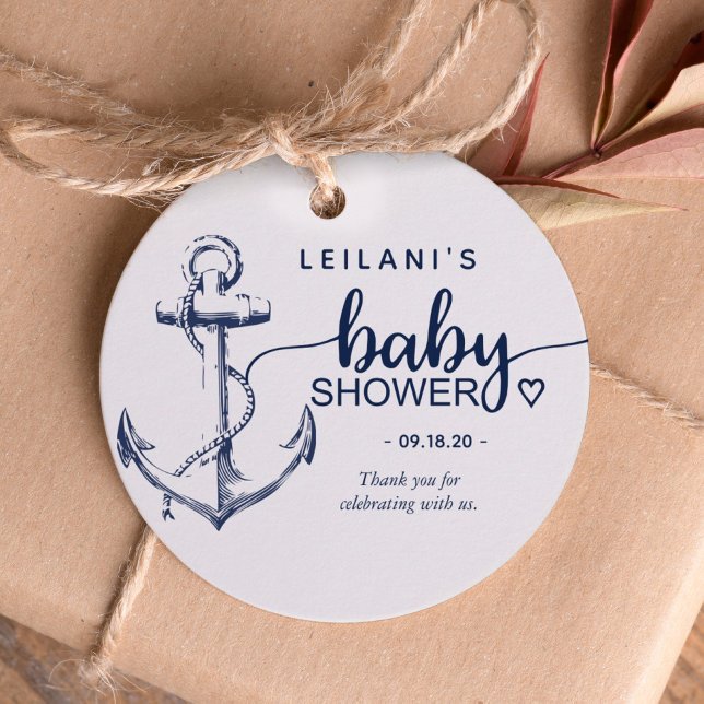 Nautical Anchor Baby Shower White Gåvor Etiketter (Skapare uppladdad)
