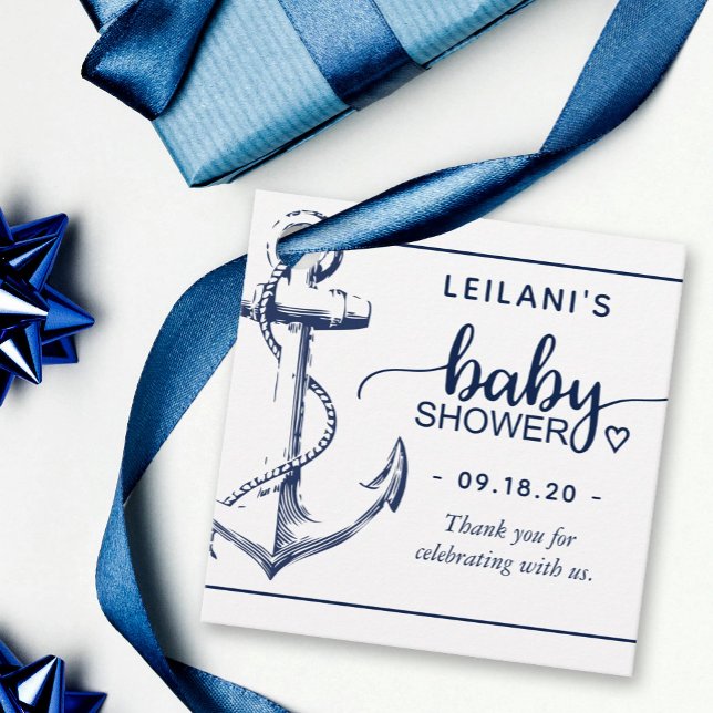 Nautical Anchor Baby Shower White Tack White Gåvor Etiketter (Skapare uppladdad)