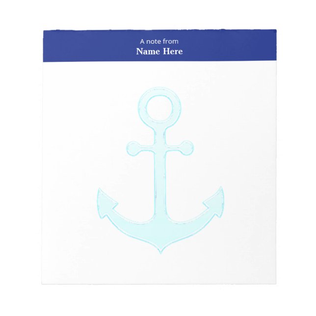 Nautical Anchor & Blå Rubrik Enkel Anteckningsblock (Framsida)