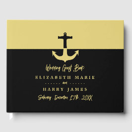 Nautical Anchor - Black Guld - Beach Wedding Gästböcker