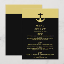 Nautical Anchor - Black Guld - Beach Wedding Meny