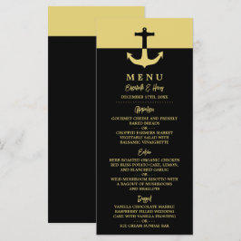 Nautical Anchor - Black Guld - Beach Wedding Meny