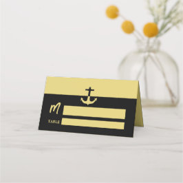 Nautical Anchor - Black Guld - Beach Wedding Placeringskort