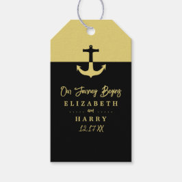 Nautical Anchor - Black Guld - Beach Wedding Presentetikett