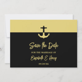 Nautical Anchor - Black Guld - Beach Wedding Spara Datumet