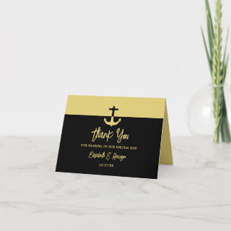 Nautical Anchor - Black Guld - Beach Wedding Tack Kort