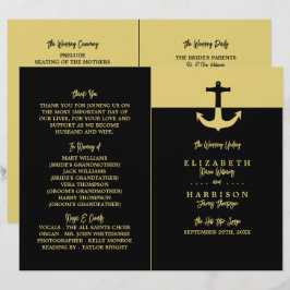 Nautical Anchor - Black Guld - Bröllopsprogrammet