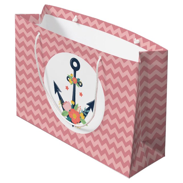 Nautical Anchor Blommig Baby Shower Flicka Party (Baksidan Vinklad)