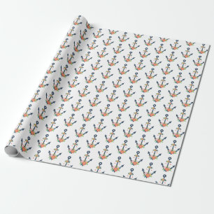 Nautical Anchor Blommig Baby Shower Flicka Party Presentpapper