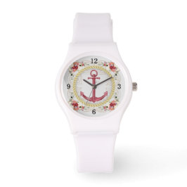 Nautical Anchor & Blommigt Roseate Sporty Watch Armbandsur