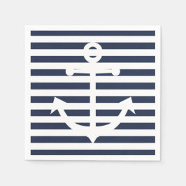 Nautical Anchor Blue and White Rand Bröllop Pappersservett
