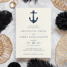 Nautical Anchor Blue Modern Coastal Bröllop