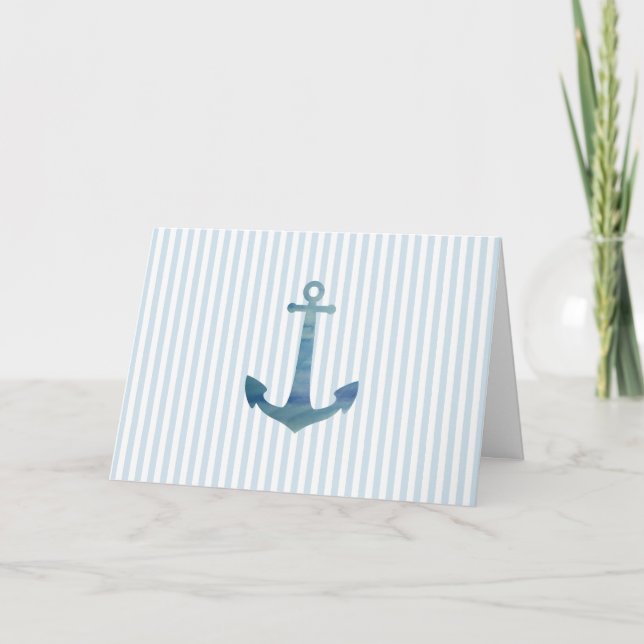 Nautical Anchor Blue Rand Card Kort (Framsida)