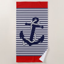 Nautical Anchor Blue Red White Rand Mönster