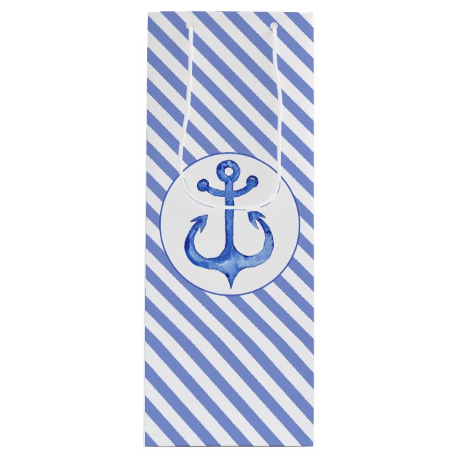 Nautical Anchor - Blue Stripe Gift Bag för marinfa (Framsidan)