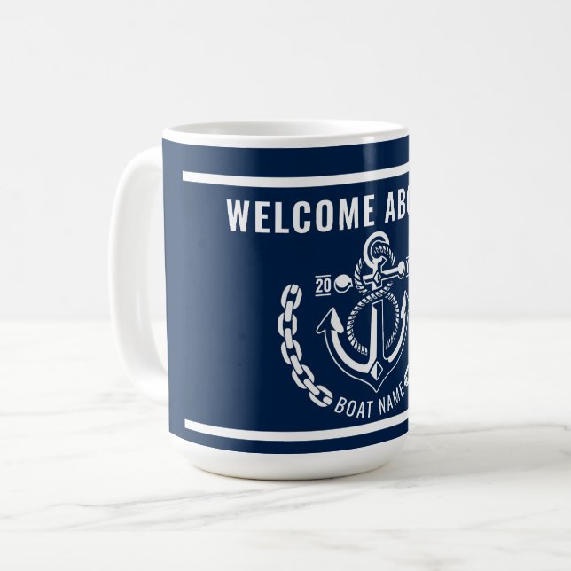 Nautical Anchor Boat & Kapten Namn Kaffemugg (Framsida vänster)