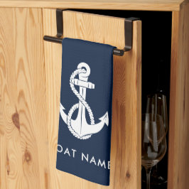 Nautical Anchor Boat Namn - blå Anpassningsbar Kökshandduk