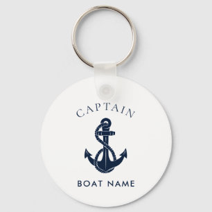 Nautical Anchor Boat Namn - blå Anpassningsbar Nyckelring