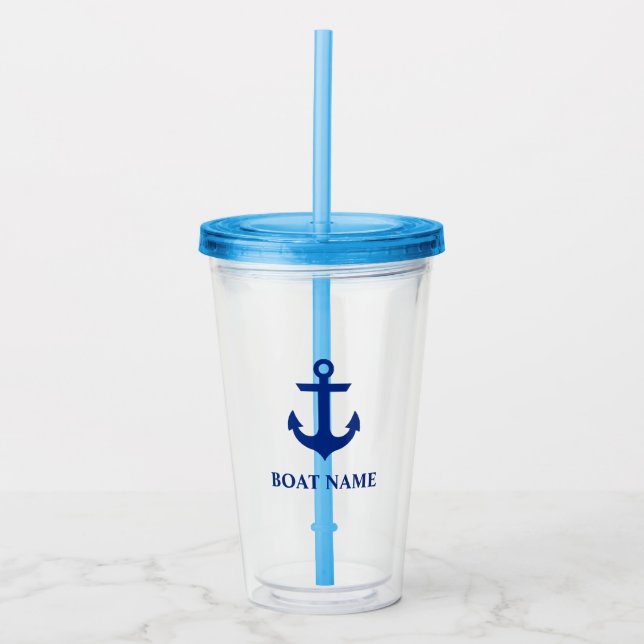 Nautical Anchor Boat Namn Blue Take Away Mugg (Framsida)