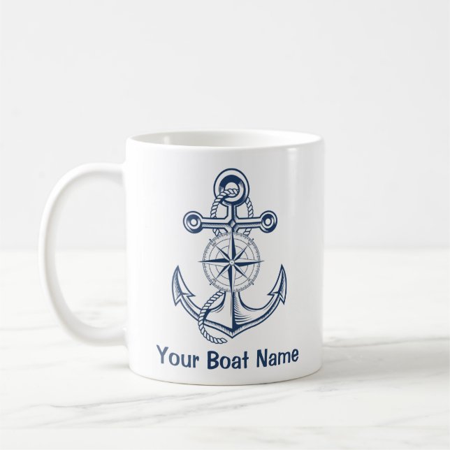 Nautical Anchor Boat Namn Kaffemugg (Vänster)