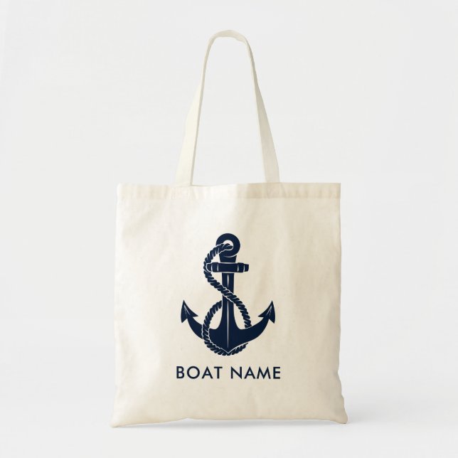 Nautical Anchor Boat Namn Modern Anpassningsbar Tygkasse (Framsidan)