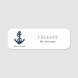 Nautical Anchor Boat Namn Navy Blue Employee Namnbricka